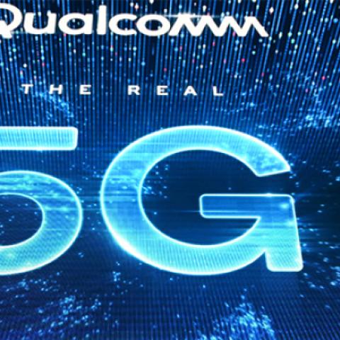 The Qualcomm booth during CES 2019 consumer electronics show on January 10, 2019 at the Las Vegas Convention Center in Las Vegas, Nevada. (ROBYN BECK/AFP/Getty Images)