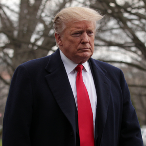 U.S. President Donald Trump speaks to members of the media on the South Lawn prior to his departure from the White House March 22, 2019 in Washington, DC. (Alex Wong/Getty Images)