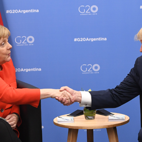 Germanys Chancellor Angela Merkel (L) and US President Donald Trump shake hands during a bilateral meeting, on the sidelines of the G20 Leaders' Summit in Buenos Aires, on December 01, 2018. (SAUL LOEB/AFP/Getty Images)