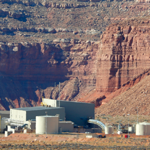 Anfield's Shootaring Canyon Uranium Mill sits in the middle of the Utah desert on October 27, 2017 outside Ticaboo, Utah. (George Frey/Getty Images)