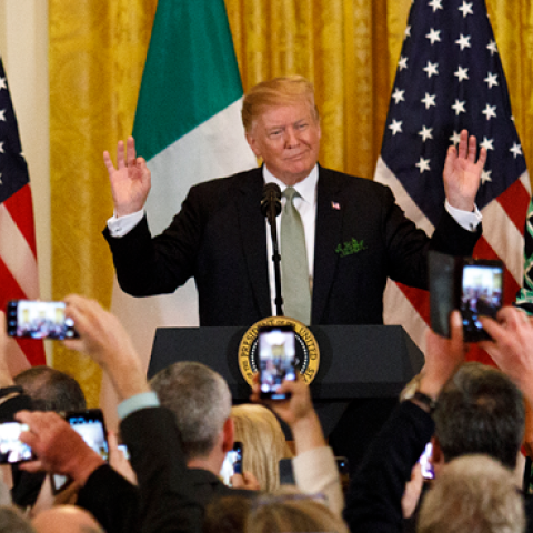 President Donald J. Trump speaks during a meeting with Irish Prime Minister Leo Varadkar on Thursday, March 14, 2019 in Washington, DC. (Tom Brenner/Getty Images)