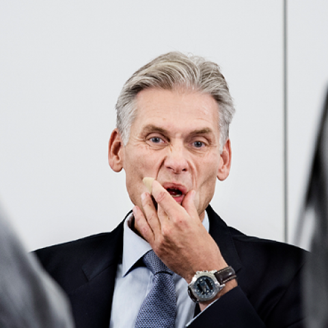 Thomas Borgen (C), CEO of Denmark's largest lender Danske Bank resigned as a result of money laundering scandals, the bank said in a stock exchange announcement September 19, 2018. (LISELOTTE SABROE/Getty Images)