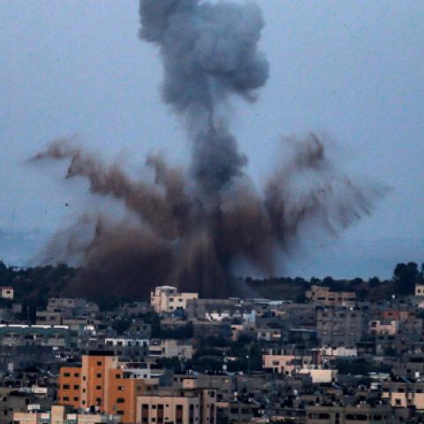 Smoke rises after an Israeli air strike in Gaza City, on May 05, 2019. (NurPhoto/Getty Images)