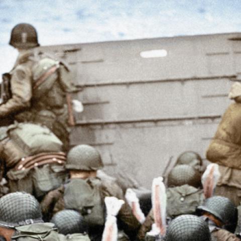 A Landing Craft, Vehicle, Personnel (LCVP) is approaching Omaha Beach, Normandy, France, 6th June 1944. (Galerie Bilderwelt/Getty Images)