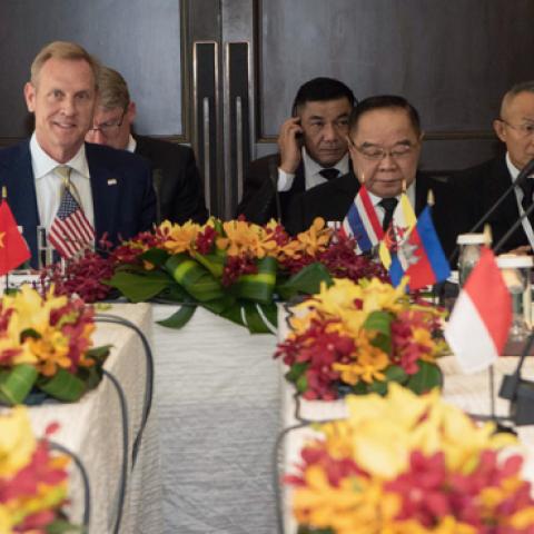 U.S. Acting Secretary of Defense Patrick M. Shanahan hosts a multi-lateral meeting with Asian nations, at the IISS Shangri-La Dialogue 2019, Singapore, May 31, 2019. (Lisa Ferdinando)
