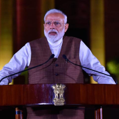 Prime Minister Narendra Modi speaks to media, May 25, 2019 in New Delhi, India. (Sanjeev Verma/Hindustan Times via Getty Images)