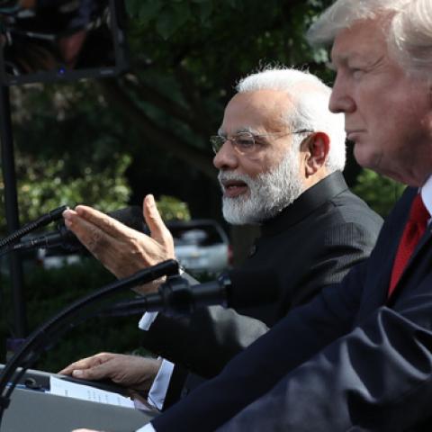 U.S. President Donald Trump and Indian Prime Minister Narendra Modi deliver joint statements in the Rose Garden of the White House June 26, 2017 in Washington, DC. (Win McNamee/Getty Images)
