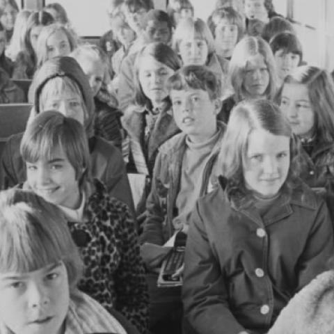 African American and white school children on a school bus, Charlotte, NC – 1973 (Library of Congress)