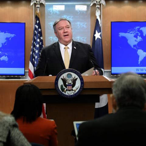 February 01, 2019. Citing Russia's violation of the Intermediate-Range Nuclear Forces Treaty, Pompeo announced the U.S. will withdraw in 180 days from the treaty. (Getty Images)