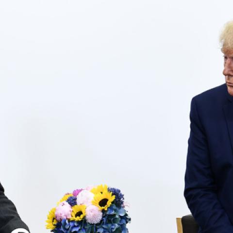 India's Prime Minister Narendra Modi attends a meeting with US President Donald Trump during the G20 Osaka Summit in Osaka on June 28, 2019. (BRENDAN SMIALOWSKI/Getty Images) 