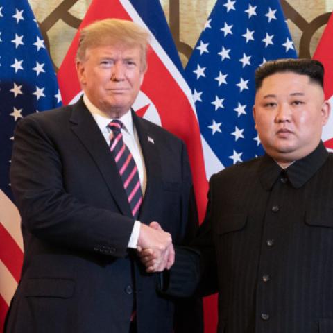 President Donald J. Trump is greeted by Kim Jong Un, Chairman of the State Affairs Commission of the Democratic People’s Republic of Korea Wednesday, Feb. 27, 2019. (Official White House Photo by Shealah Craighead)