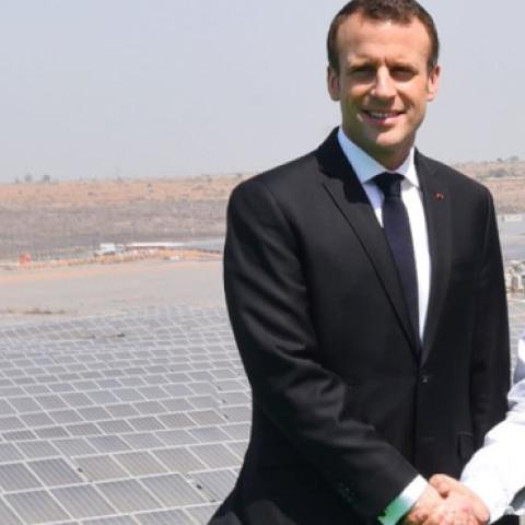 A file photo of French President Emmanual Macron with PM Modi. (Twitter, @narendramodi)