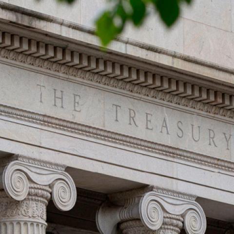 The US Treasury Department building is seen in Washington, DC, on July 22, 2019. (ALASTAIR PIKE/AFP/Getty Images)