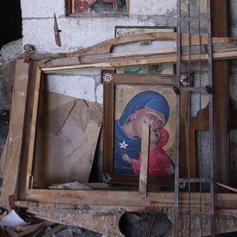 Convent of Saint Takla and the Maaloula town of Damascus after Syria rebels withdraw from ancient Christian town and the regime forces retrieval on April 20, 2014.