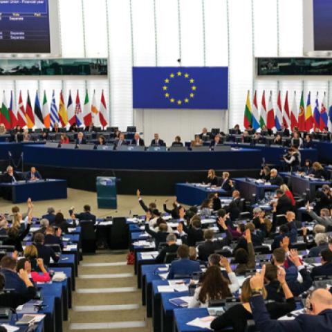 Members of the European Parliament vote in plenary on the European Union's draft budget for the fiscal year 2020. (Philipp von Ditfurth/picture alliance via Getty Images)