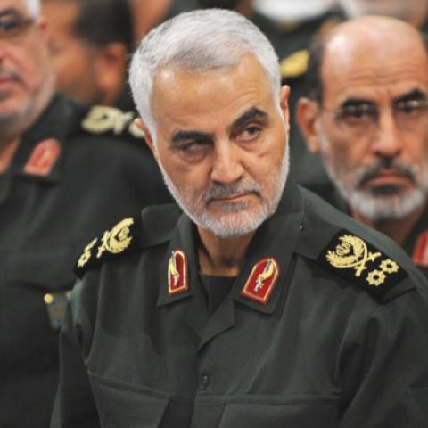 Former Iranian Quds Force commander Qassem Soleimani (C) attends Iranian supreme leader Ayatollah Ali Khamenei's in Tehran, Iran on September 18, 2016. (Anadolu Agency/Getty Images)