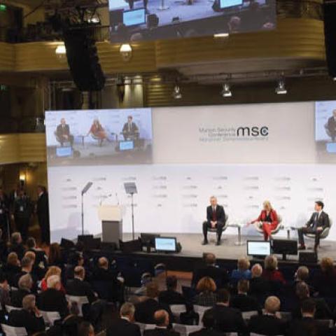 NATO Secretary General Jens Stoltenberg takes part in a panel discussion at the Munich Security Conference, February 15.