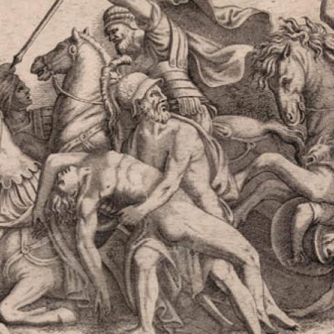 Achilles Removing Patroclus’ Body From the Battle, c. 1547, by Léon Davent