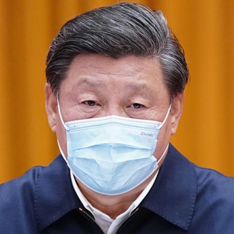 Chinese President Xi Jinping chairs a teleconference after the field inspection of Wuhan, China, the epicenter of the global coronavirus pandemic, on March 10, 2020. (Ju Peng/Xinhua via Getty)