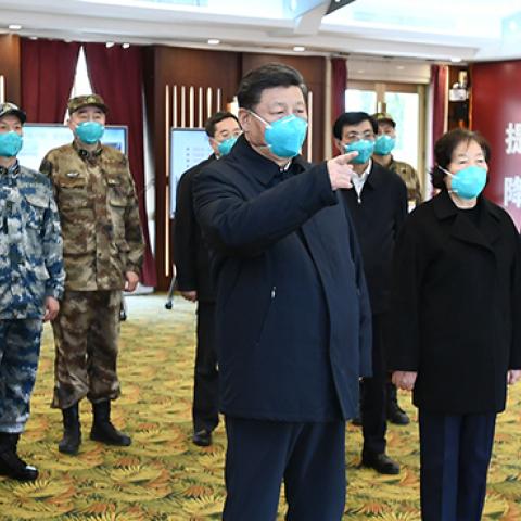 Chinese President Xi Jinping at the Huoshenshan Hospital in Wuhan, China on March 10, 2020. (Xinhua/Xie Huanchi via Getty Images)