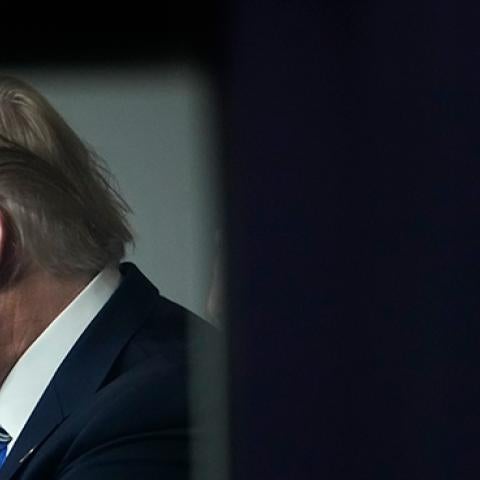 U.S. President Donald Trump speaks at the daily coronavirus briefing at the White House on March 23, 2020 in Washington, DC. (Drew Angerer/Getty Images)
