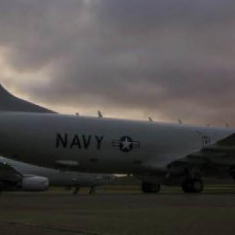 Three P-8A Poseidons recently assigned to the Grey Knights of Patrol Squadron (VP) 46 sit on the flight line. VP-46 has recently returned from deployment in the U.S. 5th Fleet and U.S. 7th Fleet areas of operations and is making preparations to transition