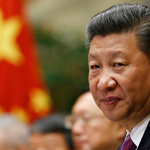 Chinese President Xi Jinping looks on during a meeting at the United Nations European headquarters in Geneva, on January 18, 2017. (DENIS BALIBOUSE/AFP via Getty Images)