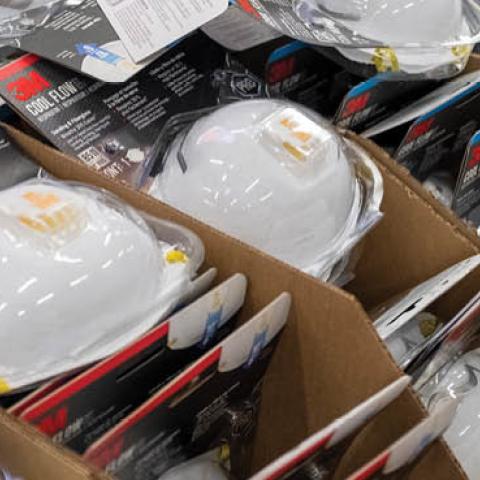 3M N95 particulate filtering face mask are seen at a store in East Palo Alto, California, United States on January 26, 2020
