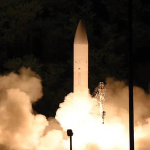 A common hypersonic glide body (C-HGB) launches from Pacific Missile Range Facility, Kauai, Hawaii, at approximately 10:30 p.m. local time, March 19, 2020, during a Department of Defense flight experiment.