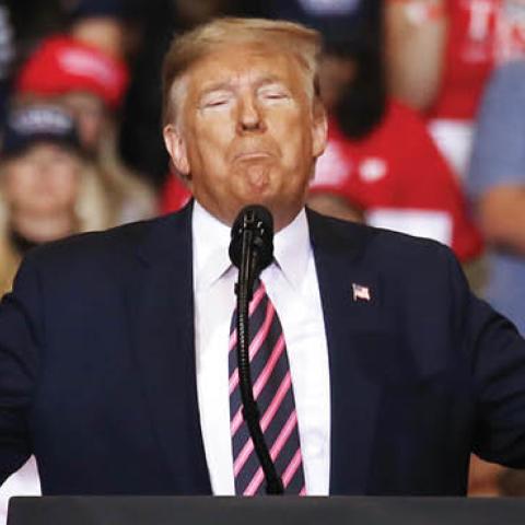 US President Donald Trump speaks at a campaign rally at Las Vegas Convention Center on February 21, 2020 in Las Vegas, Nevada.