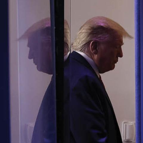 U.S. President Donald Trump leaves the Brady Press Briefing Room after he and members of the White House Coronavirus Task Force held a news conference at the White House March 19, 2020 in Washington, DC. 