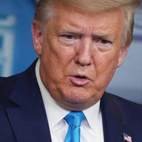 President Trump speaks during his daily coronavirus briefing in the White House, April 7.