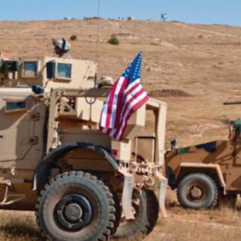 U.S. and Turkish tactical vehicles take a defensive posture during rehearsals at Gaziantep, Turkey, Oct. 14, 2018.