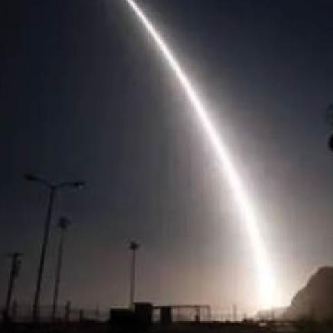 An unarmed Minuteman III intercontinental ballistic missile launches during an operational test April 26, 2017, from Vandenberg Air Force Base, Calif.