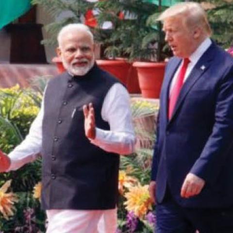 Prime Minister Narendra Modi with US President Donald Trump at Hyderabad House