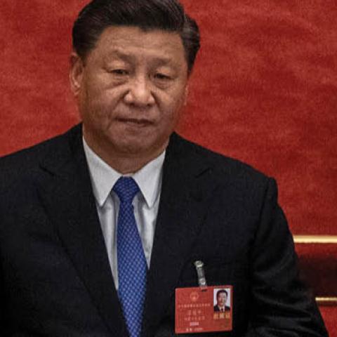 Chinese president Xi Jinping listens during the closing session of the National People's Congress, which included a vote on a new draft security bill for Hong Kong, at the Great Hall of the People on May 28, 2020 in Beijing, China. 