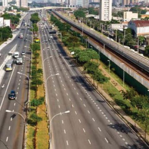 Not much traffic on Radial Leste Avenue in São Paulo, Brazil, April 21.