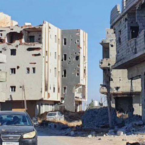 Buildings damaged from fighting south of Tripoli, Libya, June 21.