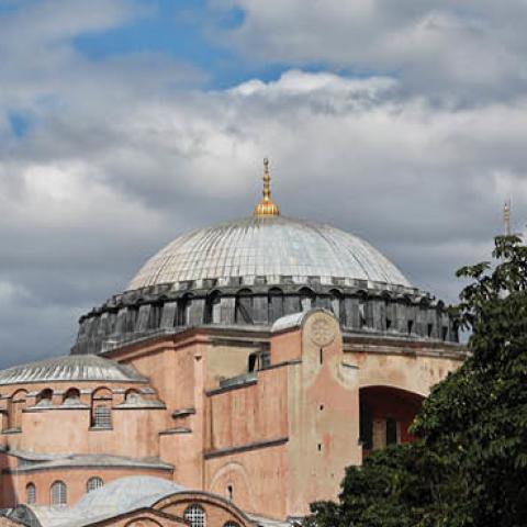 Many days after the decision of Hagia Sophia to be opened for worship, the citizens who come to have souvenir photos are seen in Istanbul, Turkey on July 14, 2020.