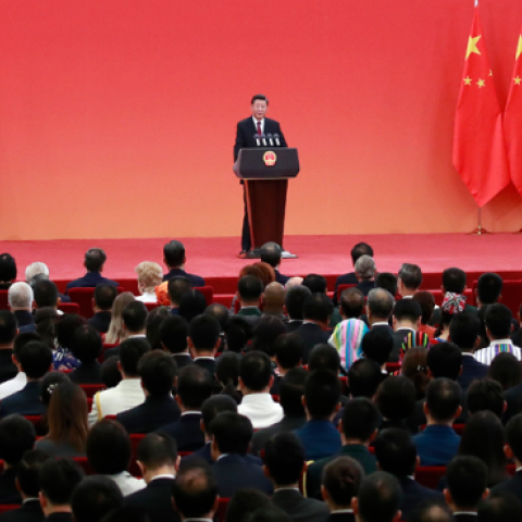 General Secretary Xi Jinping speak ahead of the 70th anniversary of the founding of the Peoples Republic of China, October 2019. (Getty Images)