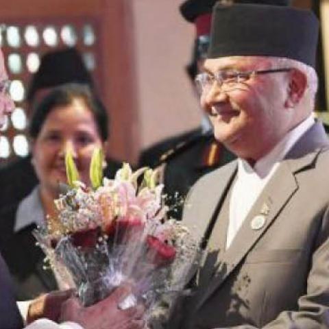 PM Narendra Modi with Nepal's Prime Minister K.P. Sharma Oli