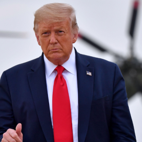 US President Donald Trump walks away from Marine One prior to boarding Air Force One in Joint Base Andrews, Maryland, on July 24, 2020.. (NICHOLAS KAMM/AFP via Getty Images)