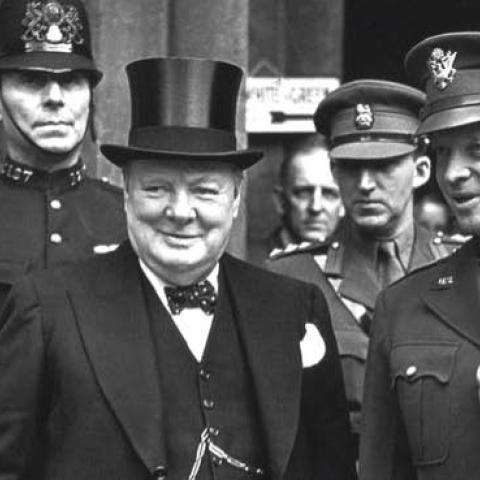 Prime Minister Winston Churchill and Gen. Dwight D. Eisenhower in London, 1945.