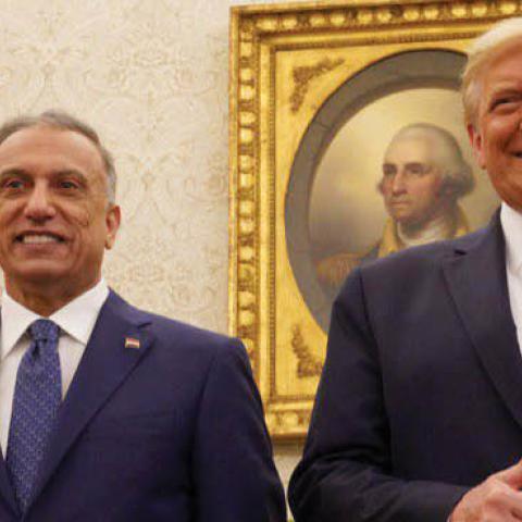 U.S. President Donald Trump receives Iraq’s PM Mustafa Al-Kadhimi in the Oval Office at the White House in Washington, U.S., Aug. 20, 2020. 