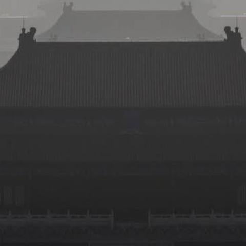 A thick haze engulfs Beijing’s Forbidden City, Dec. 9, 2019.