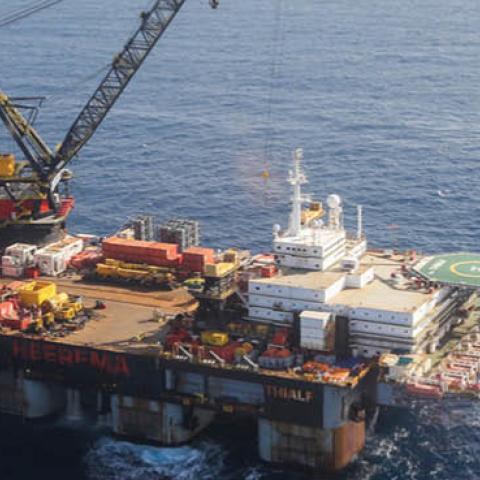 A processing rig by Israel’s Leviathan natural-gas field near the city of Caesarea on January 31, 2019.