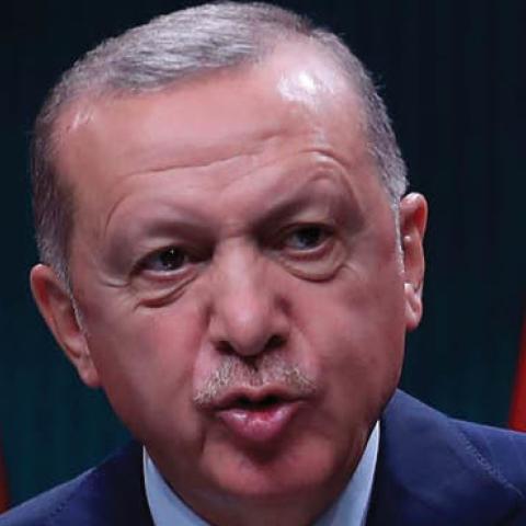Turkish President Recep Tayyip Erdogan speaks in Ankara, Turkey, Oct. 5.