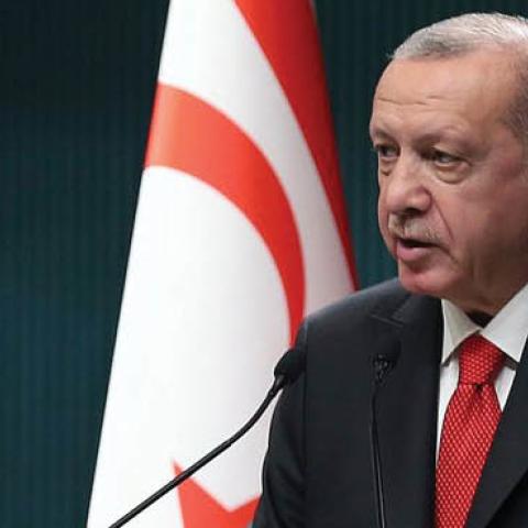 Turkish President Recep Tayyip Erdogan calls for a boycott of French products in Ankara, Turkey, Oct. 26.