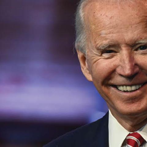 US President-elect Joe Biden answers questions from the press at The Queen in Wilmington, Delaware on November 16, 2020.