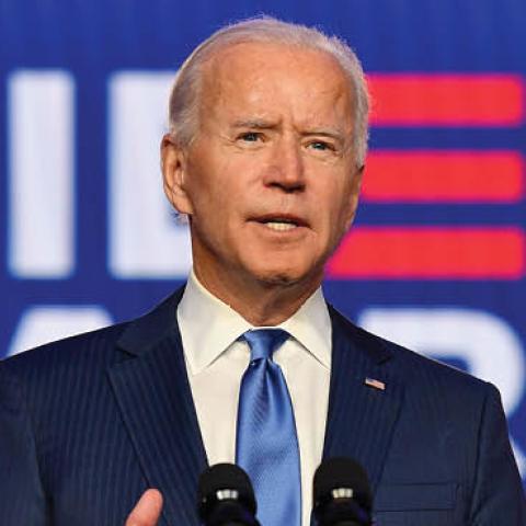  Democratic presidential nominee Joe Biden delivers remarks at the Chase Center in Wilmington, Delaware, on November 6, 2020.